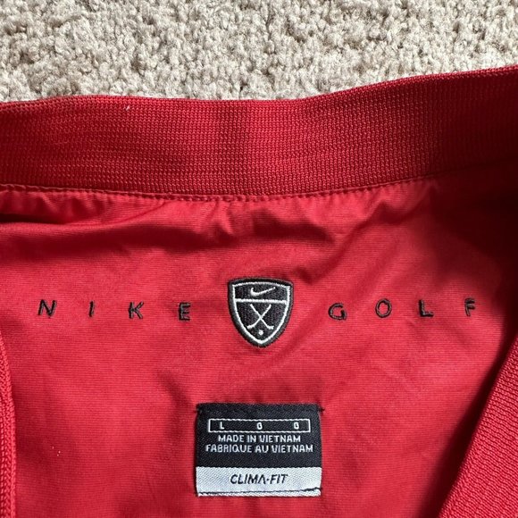 Nike Golf Windbreaker Men's Large Pullover V Neck Clima Fit Red Zip Pockets - Picture 3 of 12